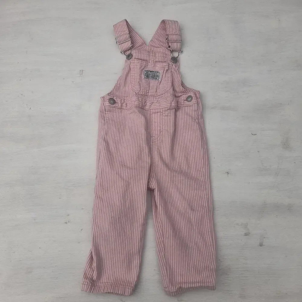Levi Strauss Co Kids Overalls Size 18M Pink White Striped